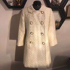 MILLY Brocade Cream Dot Print Coat